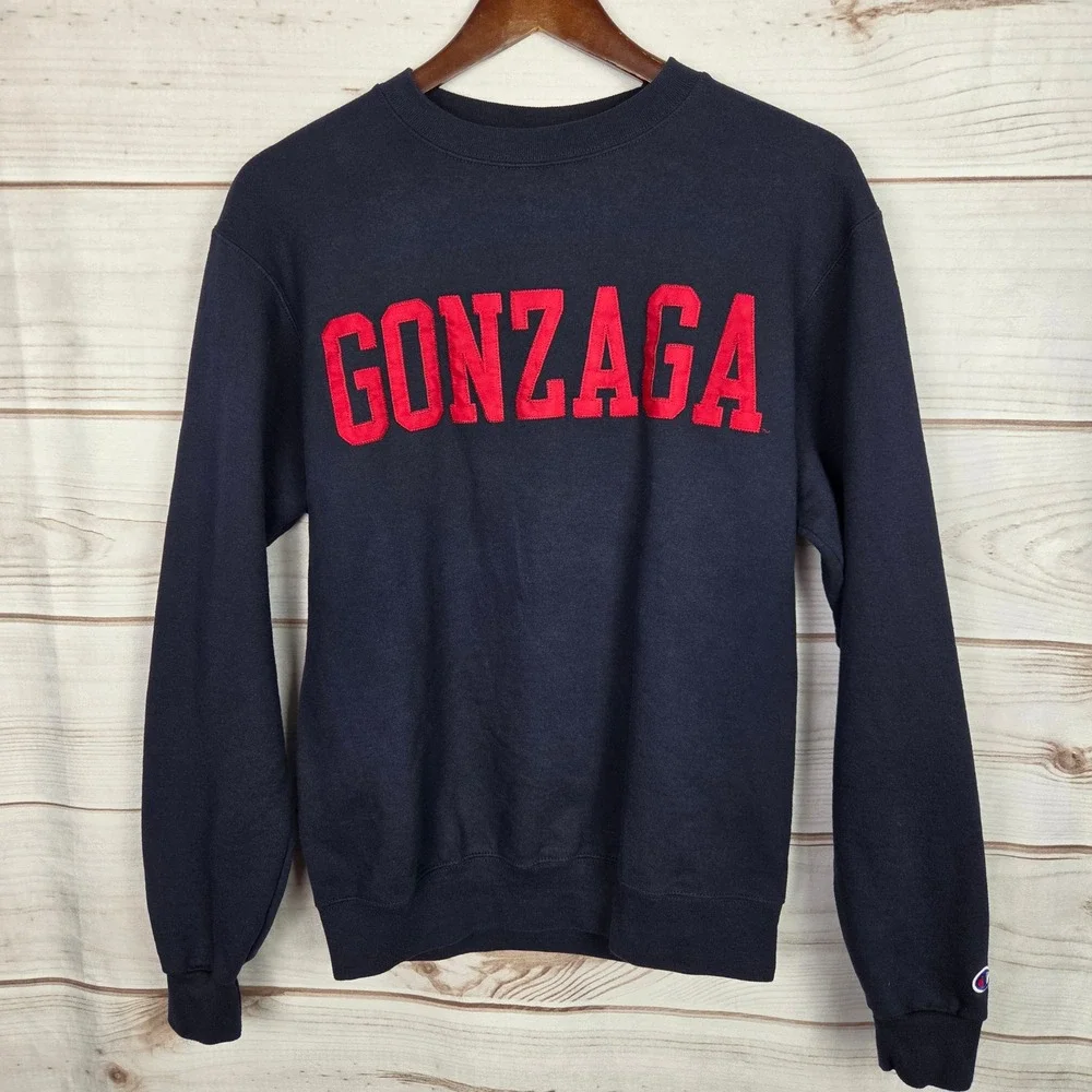 Champion Gonzaga University Sweatshirt Unisex Small Navy Blue Tackle Twill Logo